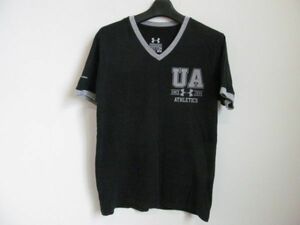 (57550)アンダーアーマー　UNDER ARMOUR　メンズ　Vネック　半袖　Tシャツ　カットソー　ブラック　MD　USED