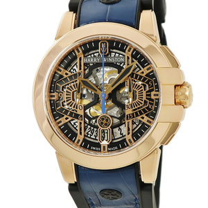 【3年保証】 ハリーウィンストン オーシャン クロノグラフ OCEACH44RR001 K18RG無垢 スケルトン フライバック 自動巻き メンズ 腕時計