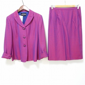 #anc ラピーヌブランシュ LAPINE BLANCHE スカートスーツ セットアップ ツーピース 13 シルク混 大きいサイズ 美品 レディース [885649]