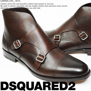 ■新品16万【DSQUARED2】贅沢ハンドメイド MISSIONARY ディースクエアードモンクストラップアンクルブーツ43.5/JP28.5㎝程度/伊製/W15AB416