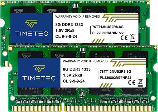 【特価セール】PC3L-10600 MHz 1333 204 DDR3L Pin ノートPC用メモリ SODIMM (2x8GB)