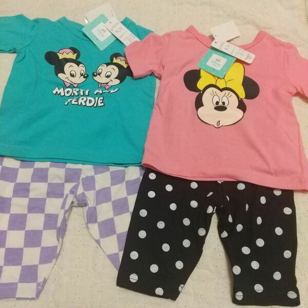 Disney baby セットアップ パジャマ セット 半袖パジャマ 上下セット 半袖Tシャツ ハーフパンツ 半袖 