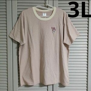 サンリオ マイメロディ 刺繍入り 半袖 Tシャツ ピンク レディース 大きいサイズ 3L