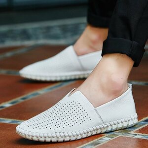 XX-fzld-995... carving 40 white Loafer men's driving shoes handmade original leather slip-on shoes men's shoes light weight ventilation gentleman shoes 38-50 selection 