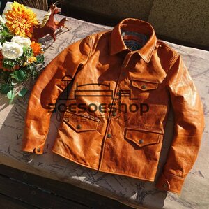 新入荷★ブレーキマン 馬革 ホースハイド レザージャケット コート 本革 革ジャン ジャンパー アメカジ レトロ Ｓ～5XL ブラウン