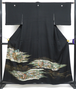 { Kyoto one shining .}[ kimono ] kurotomesode .tsu. go in . place car writing sama length approximately 156cm sleeve length approximately 63cm 23Z-790