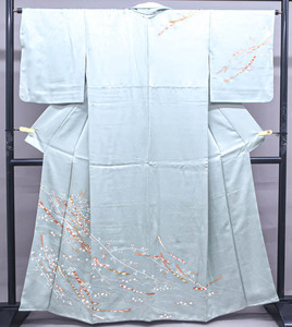 《京都一輝堂》【着物】 訪問着 金彩 萩 梅 楓文様 金駒刺繍 身丈約160.5cm 裄丈約65cm 24Z-539