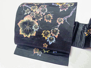 Art hand Auction Kyoto Ikkido [Kimono] Antique 9-inch Nagoya obi with hand-painted branch and flower pattern 24B-355, Women's kimono, kimono, antique, Antique kimono