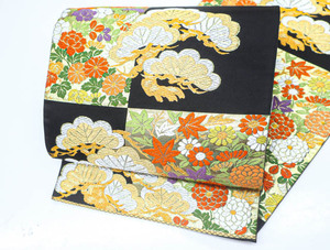 《京都一輝堂》【着物】 袋帯 西陣織 市松に松の木 古典花文様 24B-262