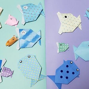 パクパク お魚 さかな 折り紙 魚釣り 製作 保育園 幼稚園 介護 児童会館 壁飾り①