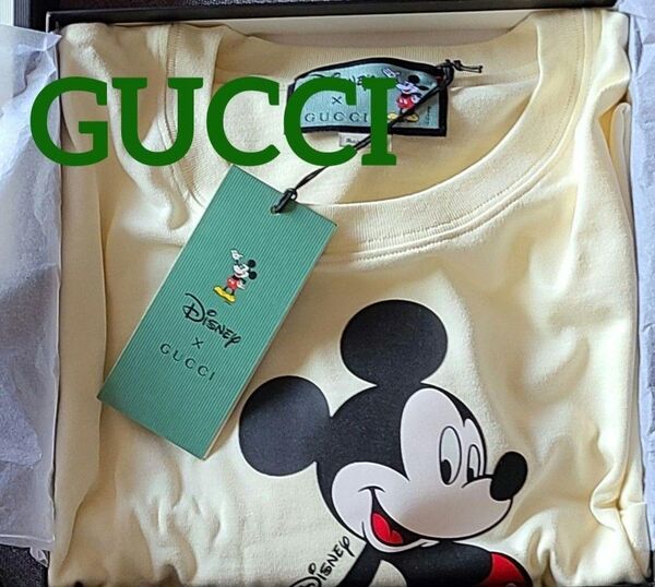 未使用20SSGUCCI グッチ×Disney ディズニーミッキーロゴプリントTシャツsizeXSColorクリーム