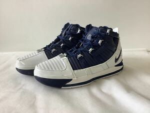 ○営TK047-A12下S80【埼玉発】NIKE ナイキ スニーカー ZOOM LEBRON ズーム レブロンⅢ QS A02434-103 27.5cmホワイト ネイビー メンズ