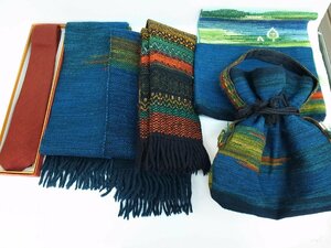 * Hokkaido hand woven pile . super . good woven industrial arts pavilion You kala woven necktie muffler pouch etc. together 7 point * USED