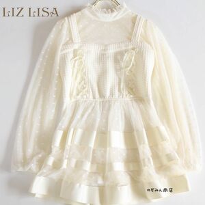 【LIZ LISA】美品　チュニックワンピ　レース　フレアスカート　白★