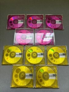 MD ミニディスク minidisc 中古 初期化済 maxell マクセル 80 イエロー ピンク 10枚セット