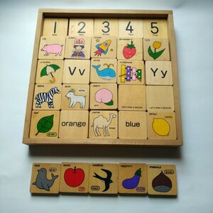  wooden intellectual training toy alphabet figure color 