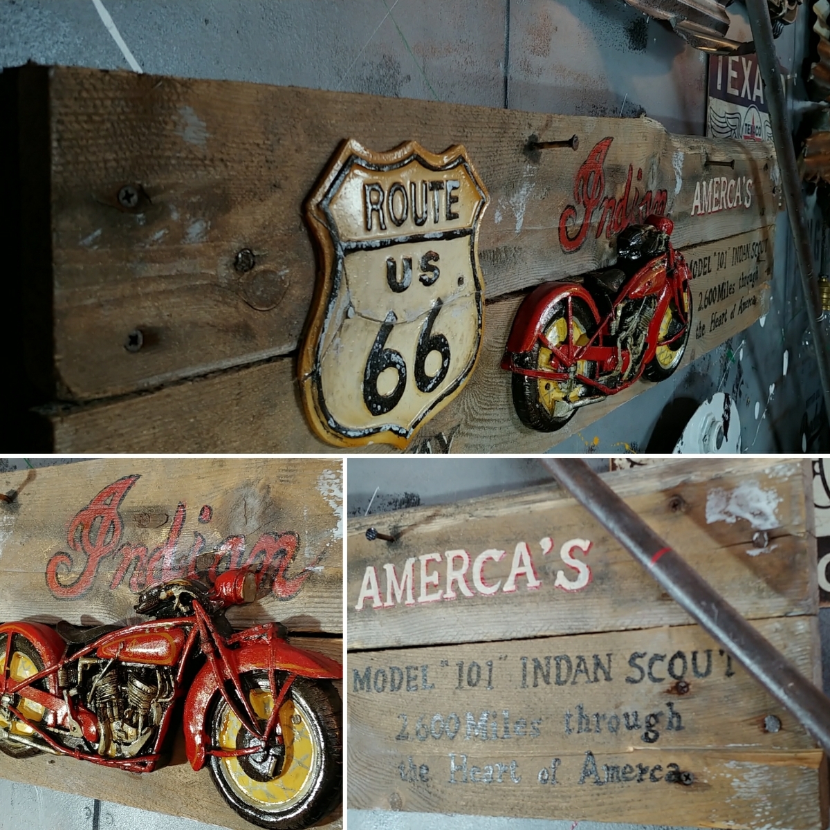 《American ROUTE66》 Style Vintage américain/voiture classique (indienne) décoration murale modèle 101 luminaires de magasin #American #Vintage, œuvres faites à la main, intérieur, marchandises diverses, autres