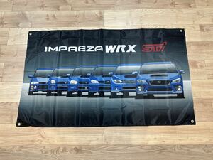 約150x90cm スバル STI 特大フラッグ バナー タペストリー 旗 ガレージ装飾 雑貨 世田谷 インプレッサ ラリー レース WRC 歴代