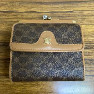 CELINE Celine Macadam pattern folding twice purse bulrush . change purse . lady's brand Vintage 