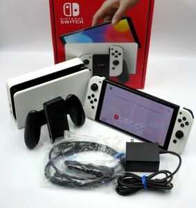 ■【動作品】 任天堂 ニンテンドー switch スイッチ 本体 有機ELモデル HEG-001 ホワイト系 ゲーム機 ハード 付属品有 箱付 