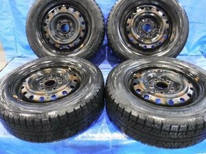 【宮城 塩釜発】中古 タイヤ・スチールホイールセット 4本 195/65R15 5.5J 5穴 PCD114.3 ice FRONTAGE 9分山 ※個人宛発送不可