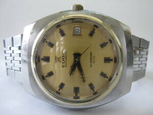 [YT-TC40-3]EDOX/ Ed ksSILVERHORN 3000, silver horn 3000 3 hands Date self-winding watch gold group face junk 
