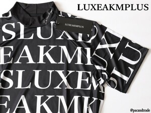 LEON掲載★LUXEAKMPLUS リュクスエイケイエムプラス★総柄ロゴモックネック半袖Tシャツ★XL【lat-23004】ブラック黒【本物保証】LUXE AKM