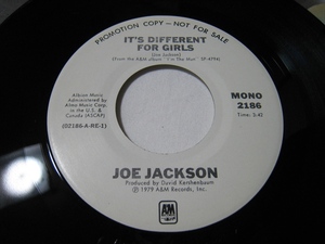 【7”】●白プロモ MONO/STEREO● JOE JACKSON / IT'S DIFFERENT FOR GIRLS US盤 ジョー・ジャクソン ディファレント・フォー・ガールズ