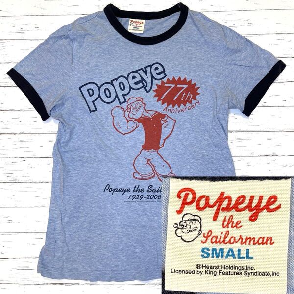 値下げ!【POPEYE】旧タグ ポパイ 希少デザイン ユニセックス リンガーTシャツ(S)