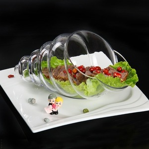 巻き貝 サラダボウル 透明 シェル アート 食器 レストラン ディナー 食事 器 皿 盛皿 パーティー クリア ガラス YWQ903