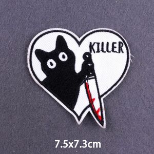 猫 ワッペン　ナイフ　Killer ハロウィン パッチ　アップリケ