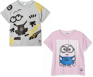 プーマ ミニオンズ コラボ キッズ 半袖Tシャツ 2枚セット 104 グレー ピンク Minions 子供用 女の子 ジュニア 送料370円