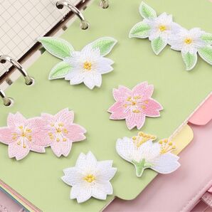 桜花弁ワッペン 6枚 スッテカーワッペン シールワッペン 刺繍ワッペン