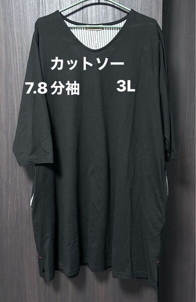 Tシャツカットソー 3L 大きいサイズ 黒