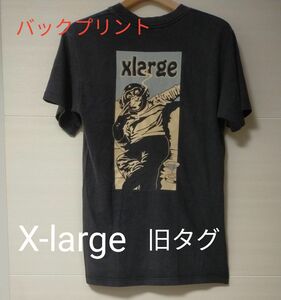 X-LARGE ブランドロゴTシャツ丸胴ボディエクストララージ ビンテージ Tシャツ 古着 半袖 ブラック 