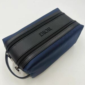 1 иен [ не использовался хранение товар ]DIOR Dior ручная сумка ручная сумочка большая сумка клатч сумка двойной Zip мужской темно-синий 