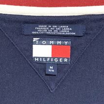 ■TOMMY HILFIGER トミーヒルフィガー Vネック ロゴ刺繍 フットボールTシャツ/古着 アメカジ スポーツ ストリート ネイビー サイズM■_画像6