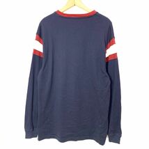 ■TOMMY HILFIGER トミーヒルフィガー Vネック ロゴ刺繍 フットボールTシャツ/古着 アメカジ スポーツ ストリート ネイビー サイズM■_画像5