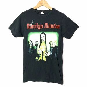 ■Marilyn Manson マリリンン マンソン フォトプリント ロックTシャツ/古着 バンT メタル ハードコア オフィシャル ブラック サイズS■