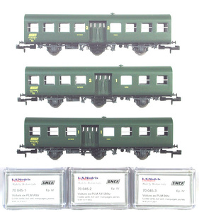 L.S.MODELS #70045 ＳＮＣＦ（フランス国鉄） Ex-ＰＬＭ ３軸客車 基本３輌セット