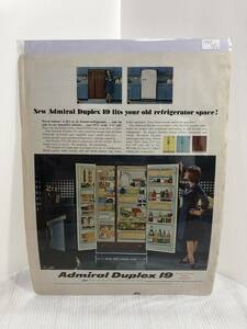 1965年3月12日号LIFE誌広告切り抜き【Admiral Duplex.19/冷蔵庫】アメリカ買い付け品used60sビンテージおしゃれインテリア