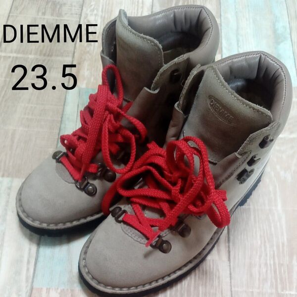 美品 ディエッメ 23.5 DIEMME 登山靴 登山用ブーツ アウトドア イタリア製 レディース ビブラムソール カーキグレー