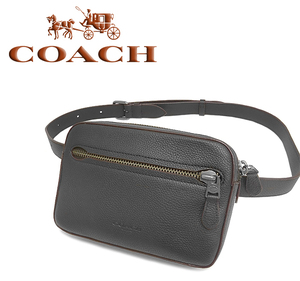 【未使用品 超美品】 コーチ COACH ボディバッグ ウエストバッグ 鞄 ポーチ ミニ レザー 本革 ブラック 黒 メンズ レディース シリアル有