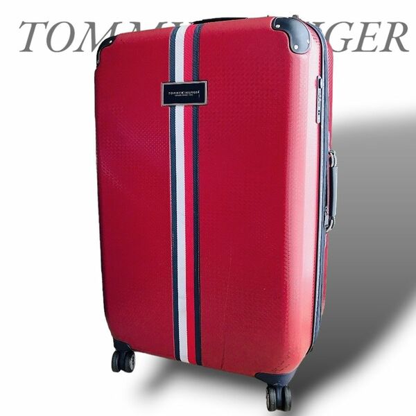 良品 トミーヒルフィガー キャリーケース スーツケース 超大容量 赤