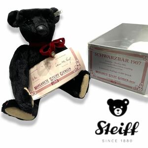  стандартный товар steiffshu type 1907 копия 4000 body ограниченный товар Schwarzbrshuwaru Bear -mo волосы плюшевый мишка мягкая игрушка с коробкой сертификат имеется чёрный 