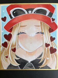 Art hand Auction Hand-drawn illustration *Pokemon*Serena*Kiss*Small colored paper*, Comics, Anime Goods, Hand-drawn illustration