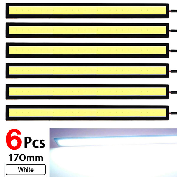 ★ LED デイライト バーライト 12V COB 全面発光 (ホワイト) ★ 17㎝ 両面テープ付き 防水 ★ 6本セット ★