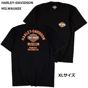 即決　新品　送料無料　ハーレーダビッドソン　ミュージアム　半袖　Tシャツ　USA　バイク　ツーリング　黒　XL　夏　キャンプ　旅行