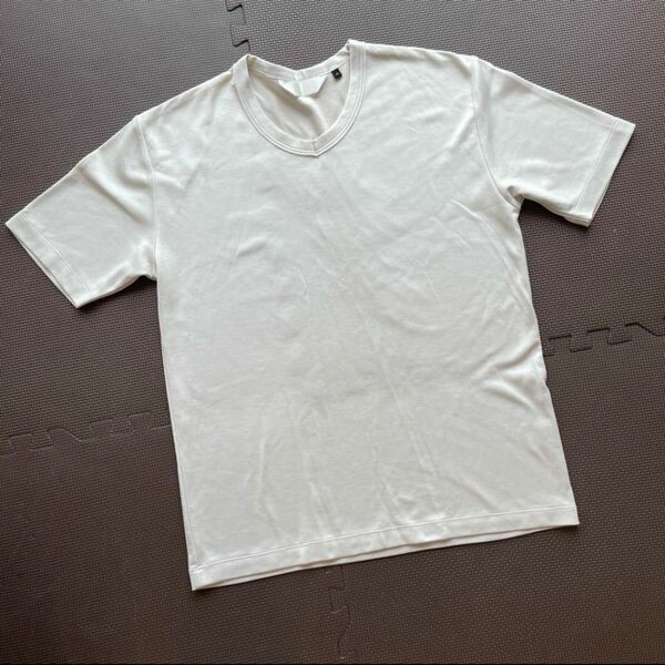 アバハウス メンズ　Tシャツ　汗染み防止加工　ダブルフェイス 半袖Tシャツ ホワイト 白