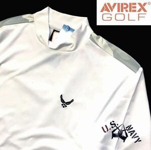 *H621 новый товар мужской M[AVIREX GOLF] белый Avirex Golf задняя сторона камуфляж Logo mok шея рубашка с коротким рукавом обычная цена 9900 иен (0)